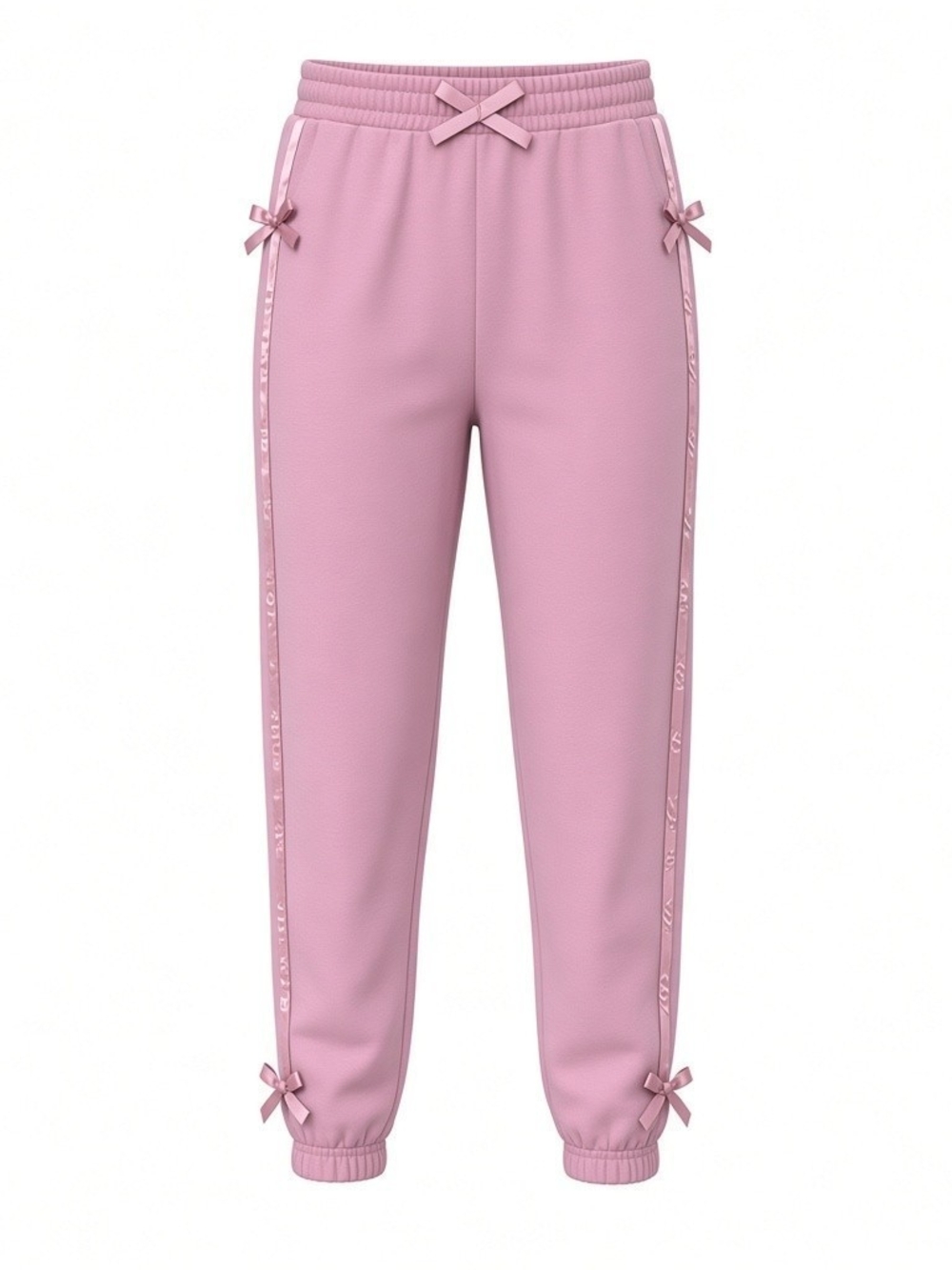 btween Girls 10 Pink Jogger Pants with Side Bows Y2K Side Stripe Fleece Lined